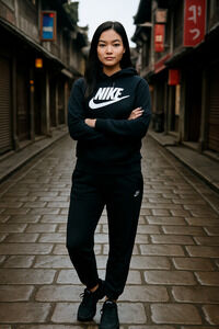 Nike Black Club Fleece Logo Hoodie Women's Large